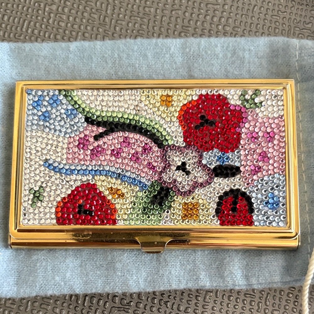 Floral Crystal Embellished Card Holder